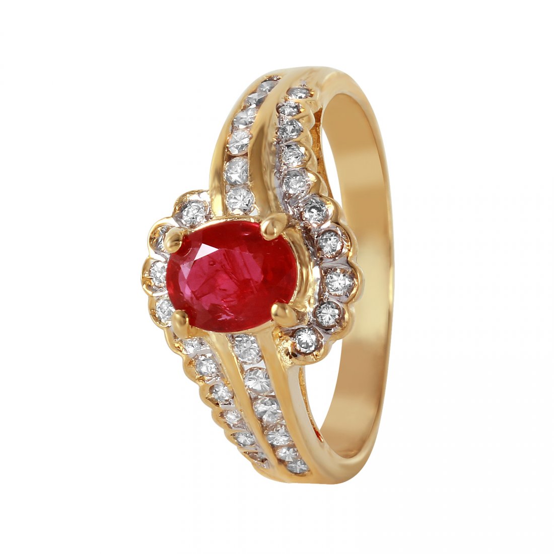 14KT Yellow Gold Ruby and Diamond Ring (1 of 2)