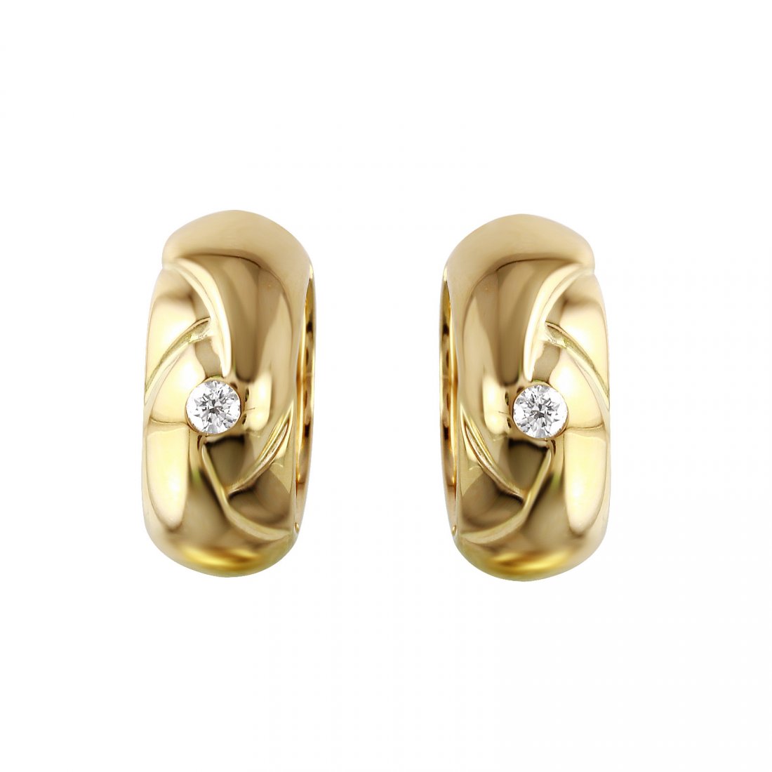 18KT Yellow Gold Diamond Hoop Earrings (1 of 2)