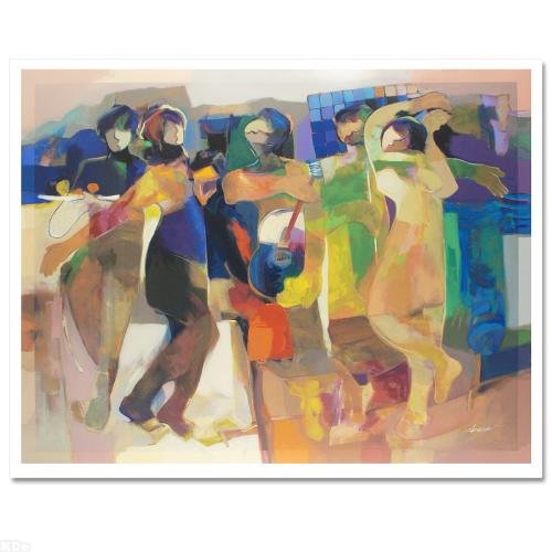 Beyond Borders LIMITED EDITION Serigraph on Canvas (48": Displaying expressionist brushstrokes and vivid colors, Hessam Abrishami's paintings are rich with life and emotional intensity. "Beyond Borders" is a limited edition serigraph on canvas, numbered and