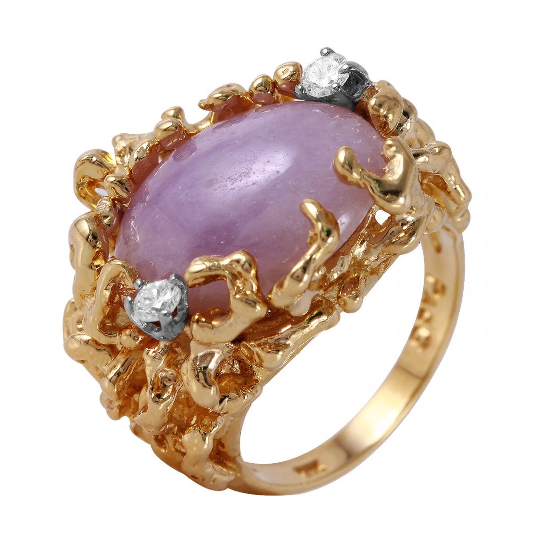 14KT Yellow Gold Jade and Diamond Ring (1 of 3)