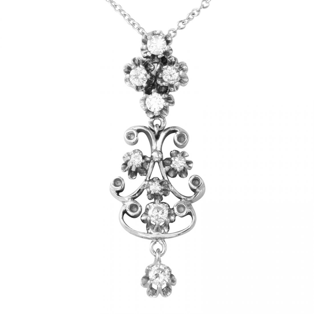 One stamped & tested 14KT white gold ladies cast (1 of 2)