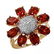 This cocktail ring features oval cut pyrope garnets