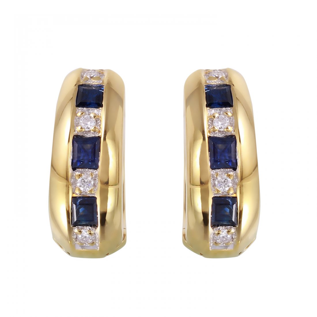14KT Yellow Gold Sapphire & Diamond Earrings (1 of 2)
