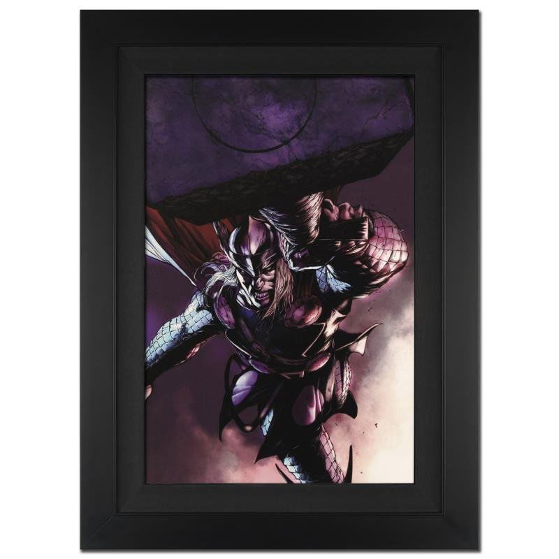 "Thor #7" Extremely Limited Edition Giclee on Canvas: A piece of comic book history, this limited edition, from original art by Marko Djurdjevic, depicts the heroic Thor. Marko Djurdjevic was discovered by Marvel after posting a series of re-designs for