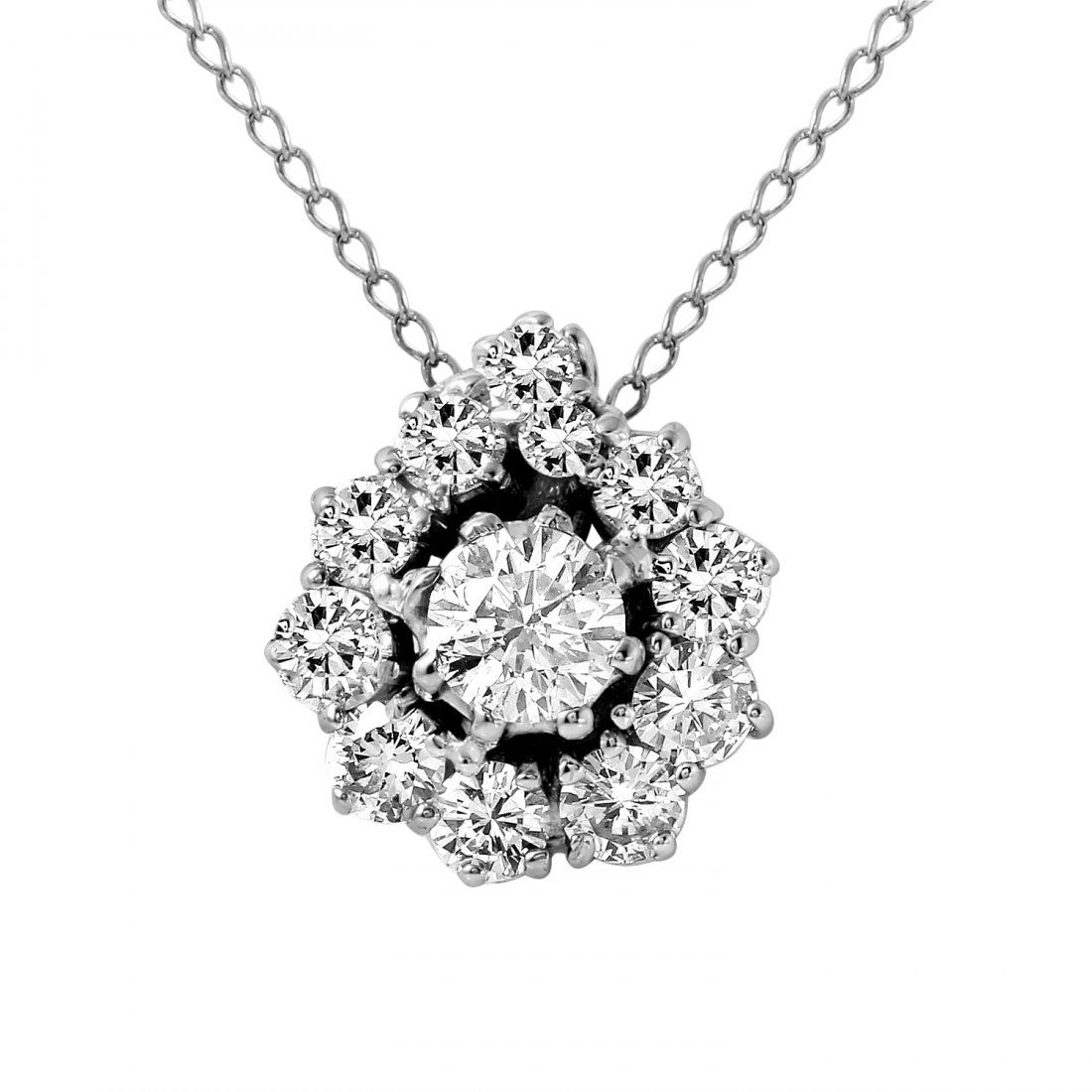 14KT White Gold Diamond Pendant and Chain (1 of 2)