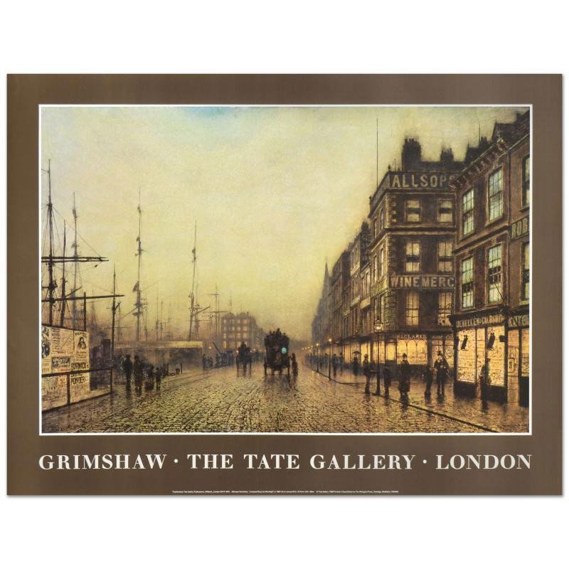 John Atkinson Grimshaw (1836-1893) - "Liverpool Quay by: "Liverpool Quay by Moonlight" is a fine art poster by John Atkinson Grimshaw (1836-1893)! Measures approx. 32" x 24" (with border), 28" x 21" (image). - LGA#-8092 SpecificationsCondition: <