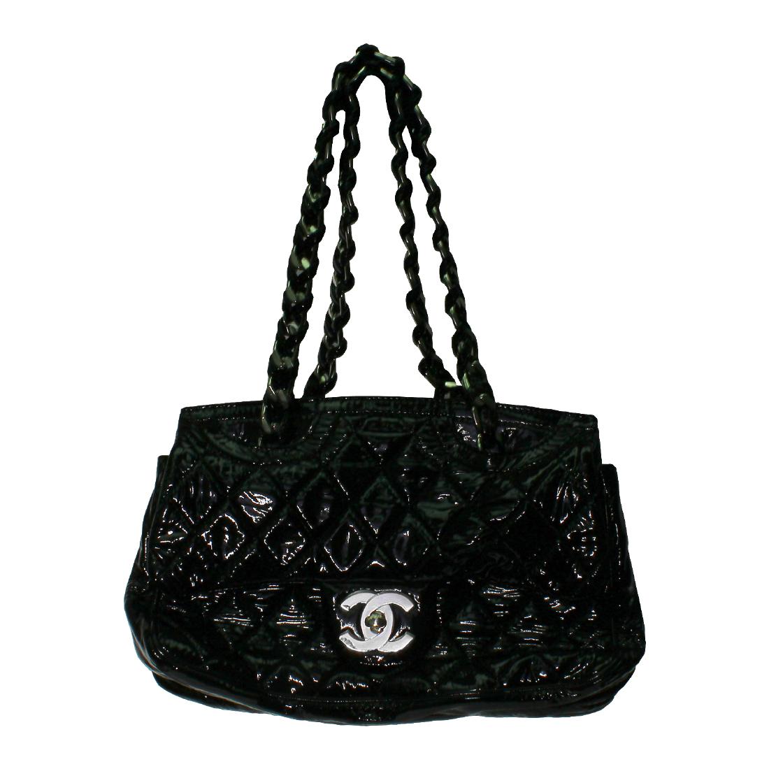 Chanel Puffy Black Patent Leather Flap Bag (1 of 4)
