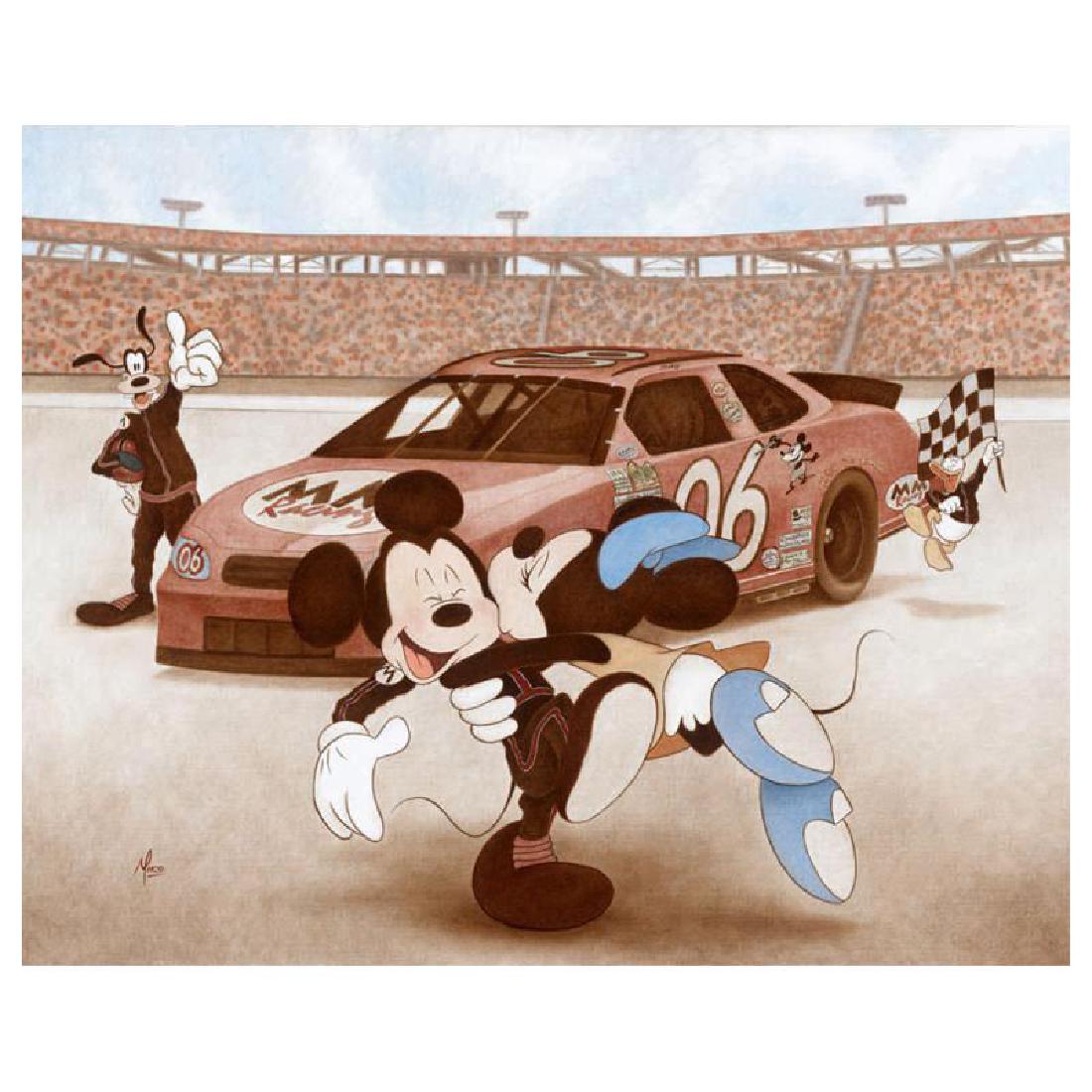 Mike Kupka - "The Thrill of Victory (Mickey Mouse)": "The Thrill of Victory (Mickey Mouse)" is a limited edition giclee on canvas, numbered and hand signed by Mike Kupka. This piece is licensed by Disney Fine Art. This piece has a 2" border and may be e