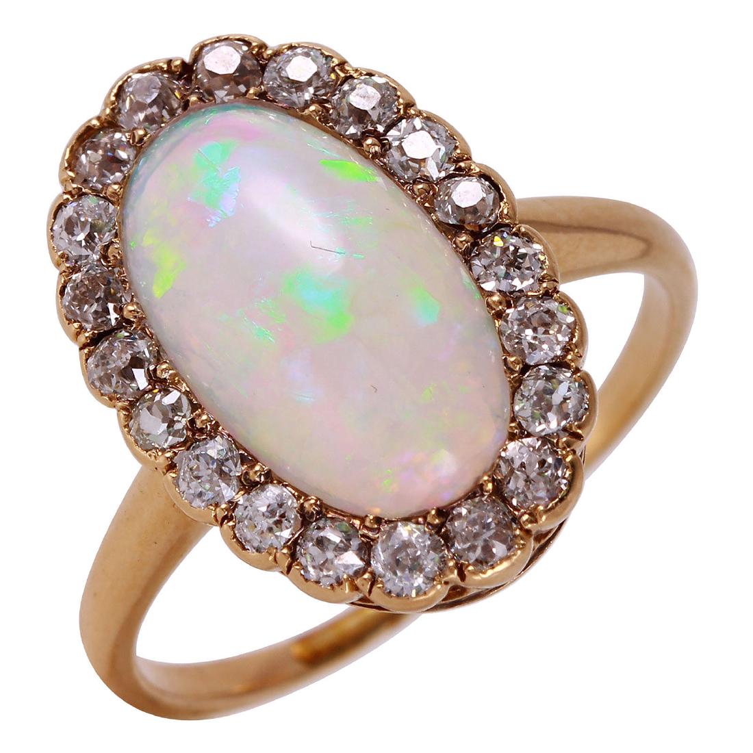 14KT Rose Gold Opal and Diamond Ring (1 of 2)