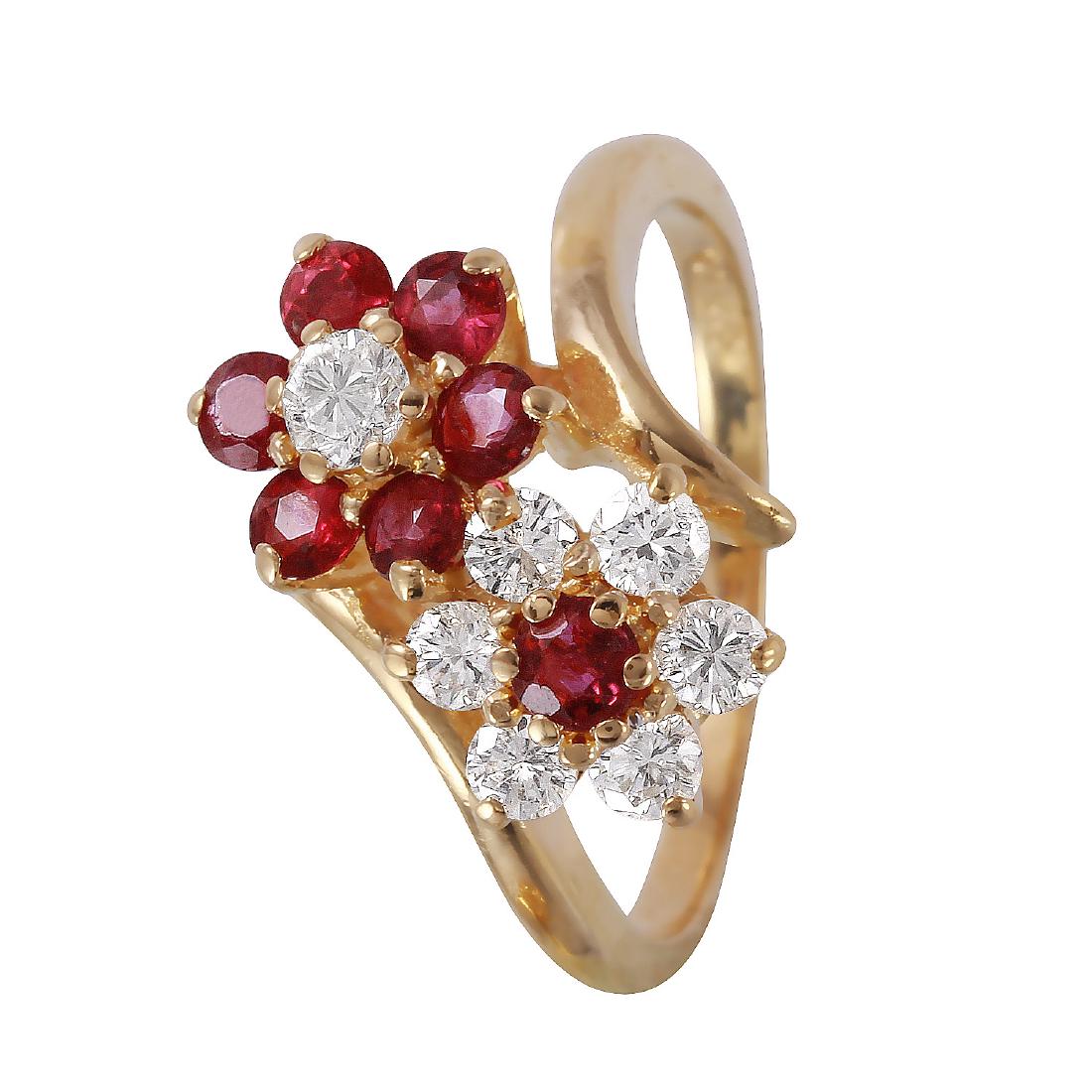 14KT Yellow Gold Diamond and Ruby Ring (1 of 1)