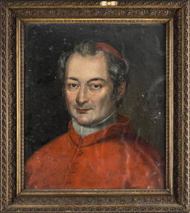 VINCENZO CAMUCCINI, CIRCLE OF RITRATTO DI CARDINALE: Ritratto di Cardinale, olio su tela applicata su cartone, cm 48x40 , Portrait of a Cardinal, oil on canvas applied on cardboard, 48x40 cm,
