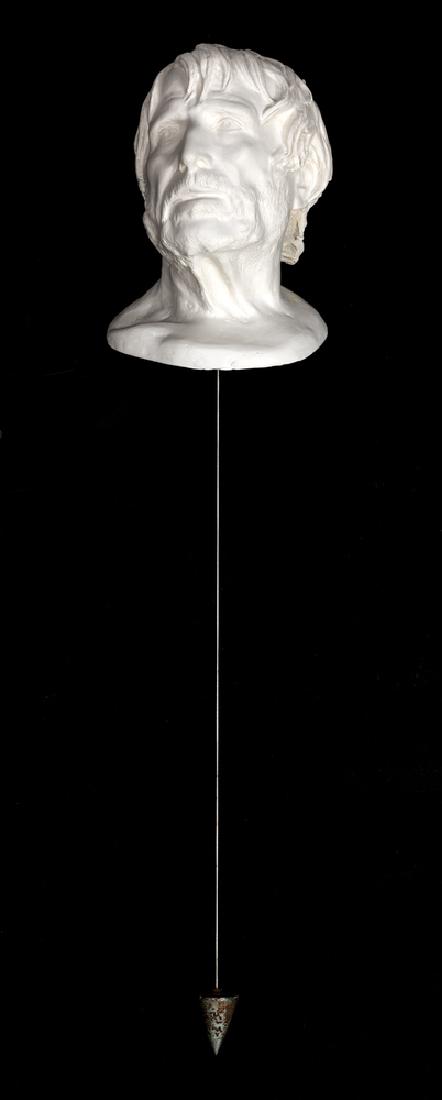 NINO LONGOBARDI (Napoli 1953) |TESTA DI FILOSOFO: Scultura multiplo (resina, spago, piombo e acciaio). Opera eseguita nel 2016. Esemplare 1/30. Autentica su fotografia firmata dall artista. Opera accompagnata da certificato di autenticita su foto ril