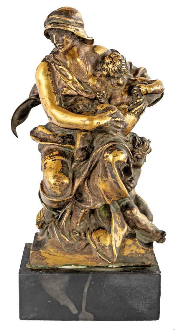 Giovanni Nisini (active in Rome between the end of the: golden bronze, height 21 cm. Signed on verso G.Nisini Rome. Base in black marble. Giovanni Nisini won the gold medal at the Antwerp Exhibition in 1894 and at the 1900 Exposition Universelle in Paris.