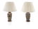 Paid of table lamps in silver metal with lampshade - 2