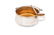 Circular silver casserole with ladle