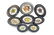 Twelve majolica and pewter plates