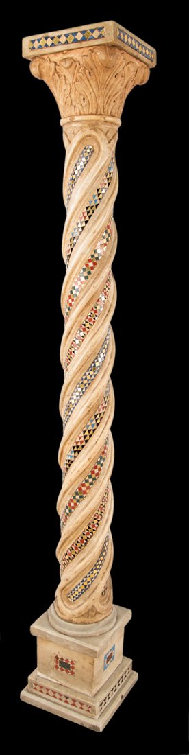 Antica colonna tortile cosmatesca in marmo. | (1 of 1)