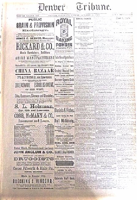 Lot. Early Western Photograph and 19th C. Newspapers: Saturday Boomerang, Oct. 24, 1891; The Tuttle Times, May 3, 1907; ,; The New York Times, Sept. 22, 1876; The Detroit Free Press, Dec. 16, 1890; Denver Tribune, Oct. 28, 1881 re: The Gunfight at the OK