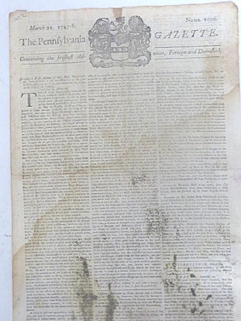 Pennsylvania Gazette  Newspaper. 1747-1776 (4) (1 of 4)