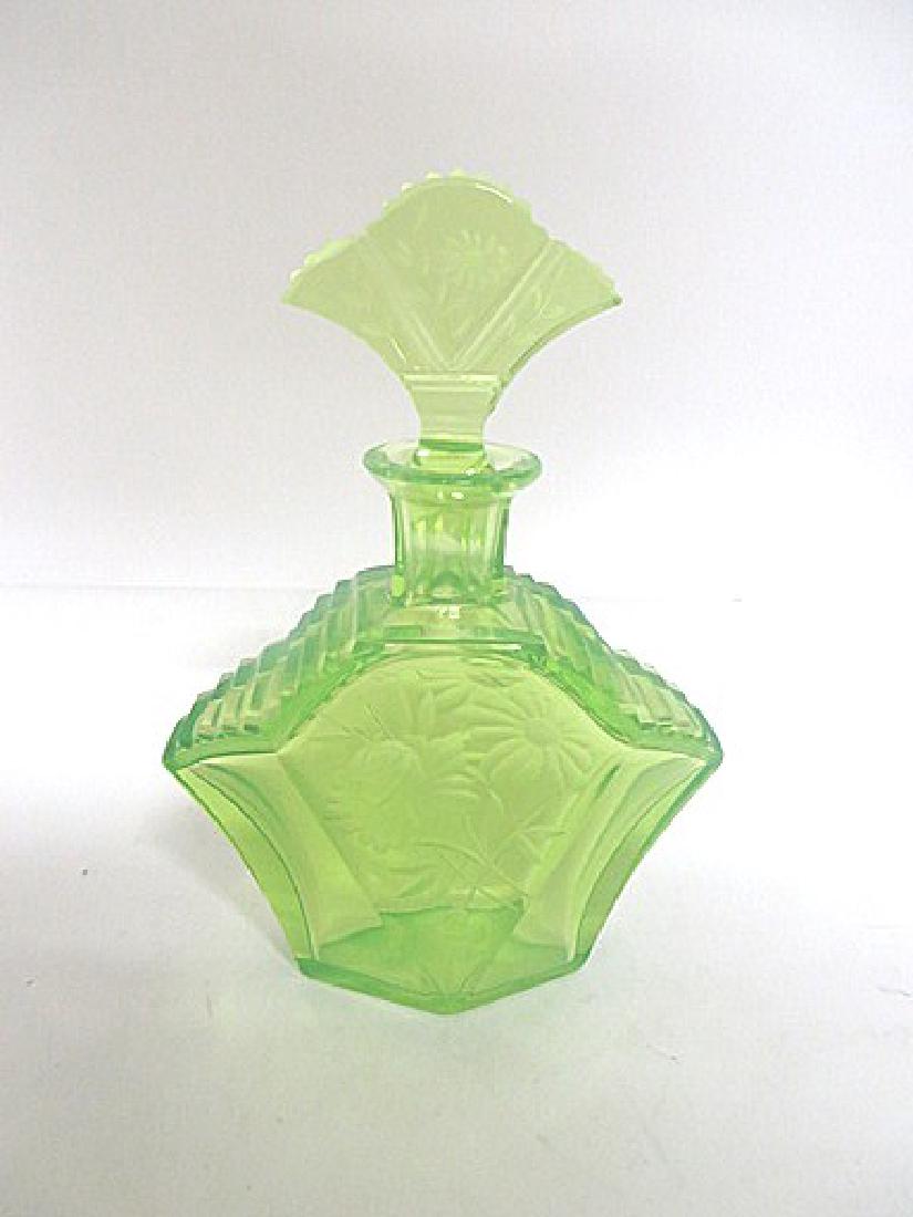 Antique Green Glass Heavy Weight Cologne Bottle (1 of 1)