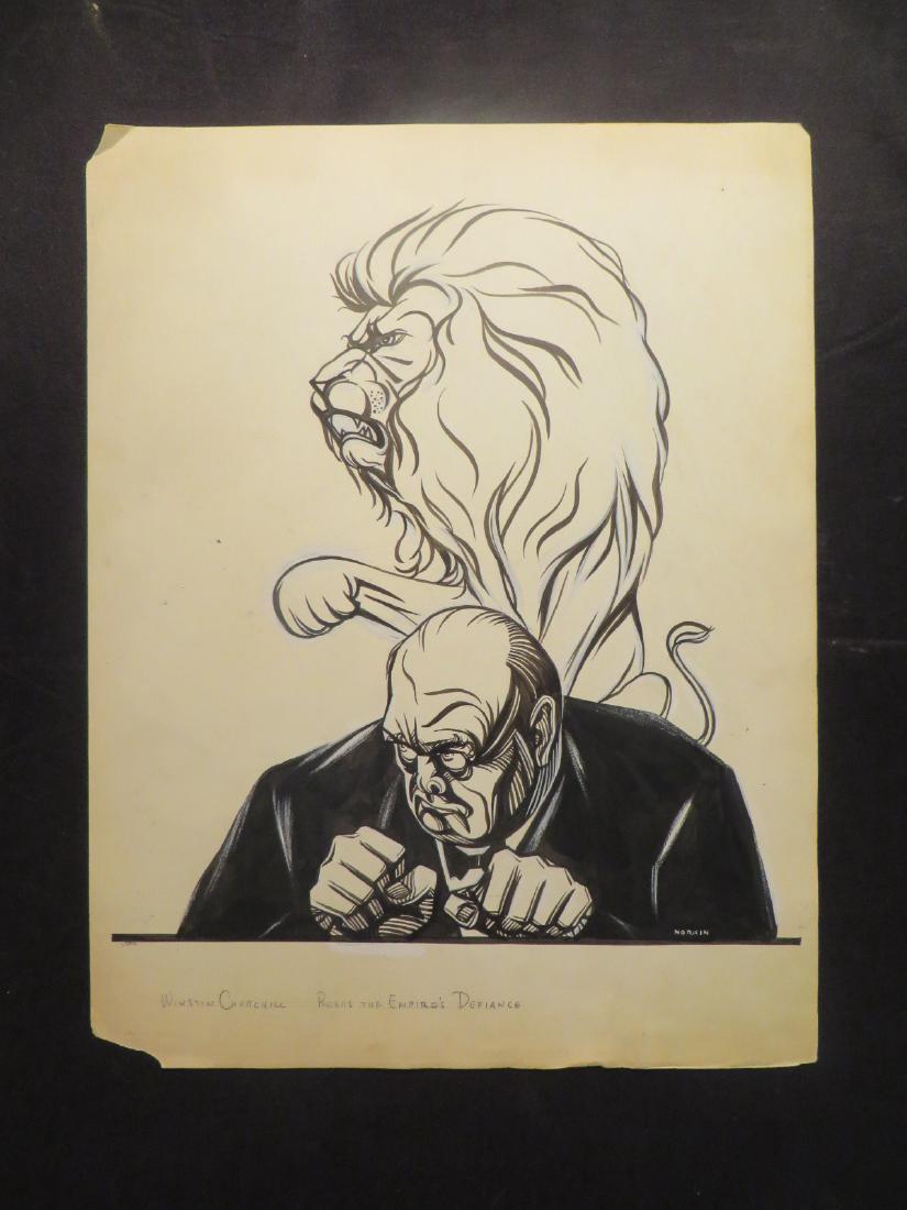 Churchill. Winston. 1952 Drawing: Illustration by Sam Norkin for Saturday Review Cover, tone. Signed Norkin