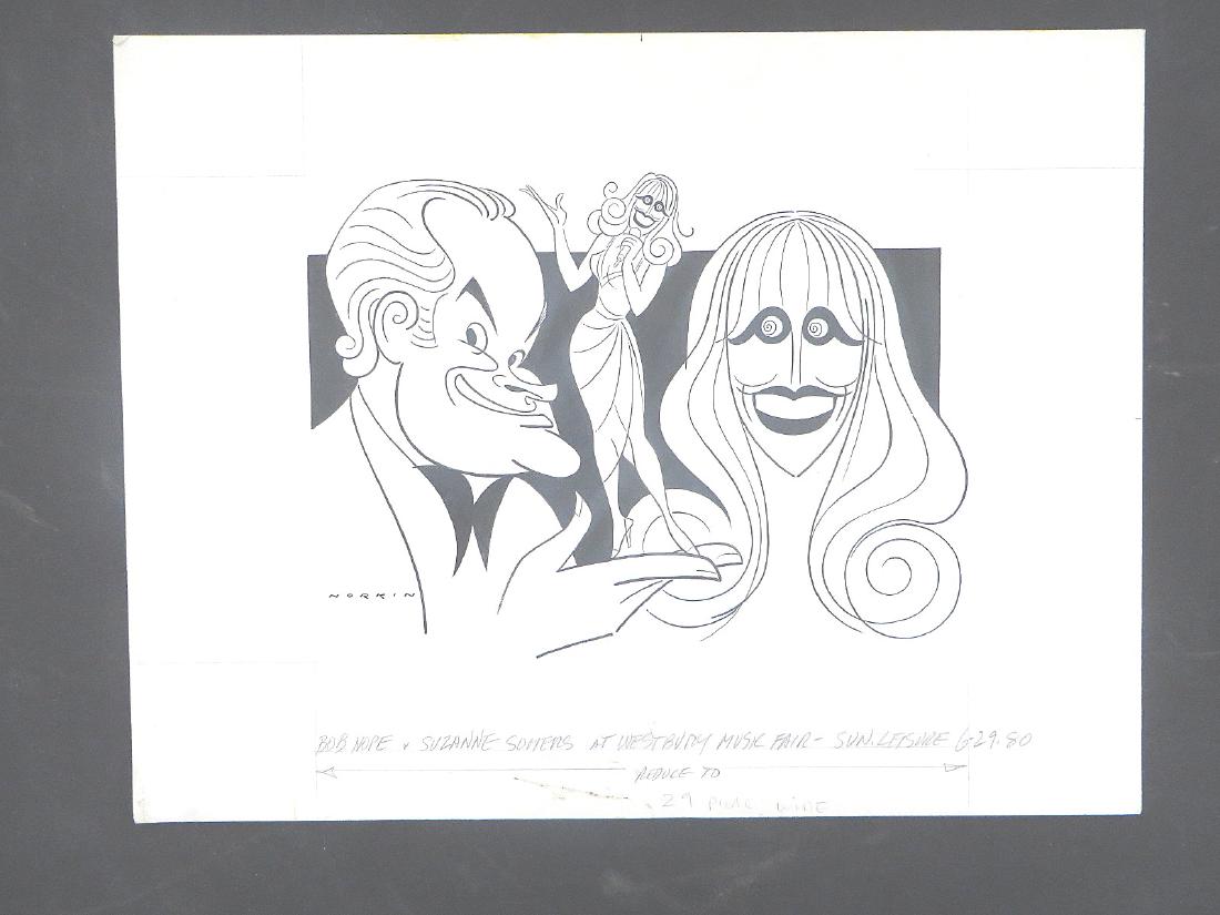 Hope. Bob & Sommers, Suzanne.: Original pen and ink by Sam Norkin. At Westbury. Signed Norkin and dated06/29/80 13" x 16 1/2"