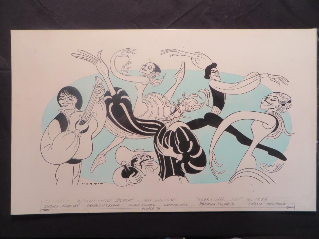 American Ballet Theatre. Stars. 1978: Don Quixote. Rudolf Nureyev; Gelsey Kirkland; Enrique Martinez; Alexander Minz; Fernando Bujones; Natalia Makarova. Sept. 10, 1978. Signed Norkin. 15" x 25.5"