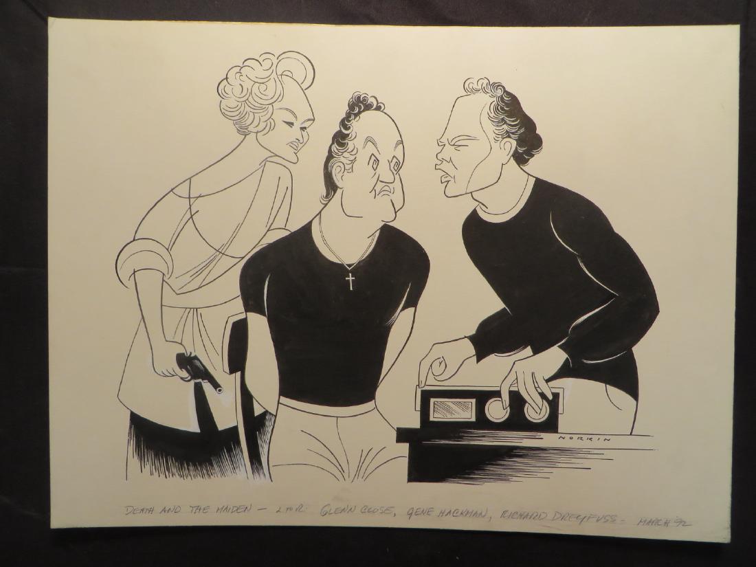 Death and the Maiden. Close. Hackman: Death and the Maiden with Glenn Close, Gene Hackman, Richard Dreyfuss. March 1992. Signed. 15" x 20"