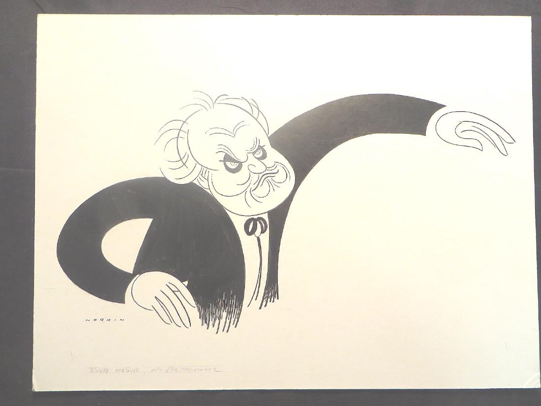 Kurt Masur. Conductor. NY Philharmonic: Signed Norkin. 15 1/2"H." x 14"W