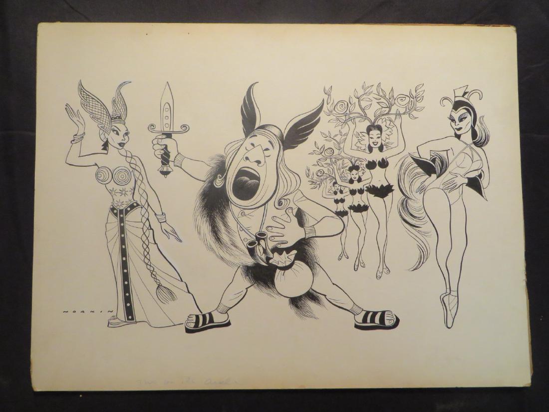 Two On the Aisle . Bert Lahr, Gray D.: Pen and ink drawing signed Norkin for new musical revue with Bert Lahr and Dorothy Gray About 1950. Opened at the Mark Hellinger Theatre. One of the numbers is Bert Lahr's version of a Wagner opera. A