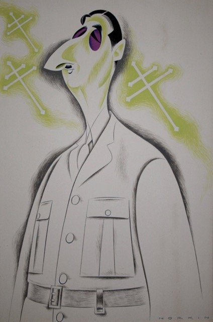 DeGaulle, Charles. Original Pen and Ink Sam Norkin (1 of 2)
