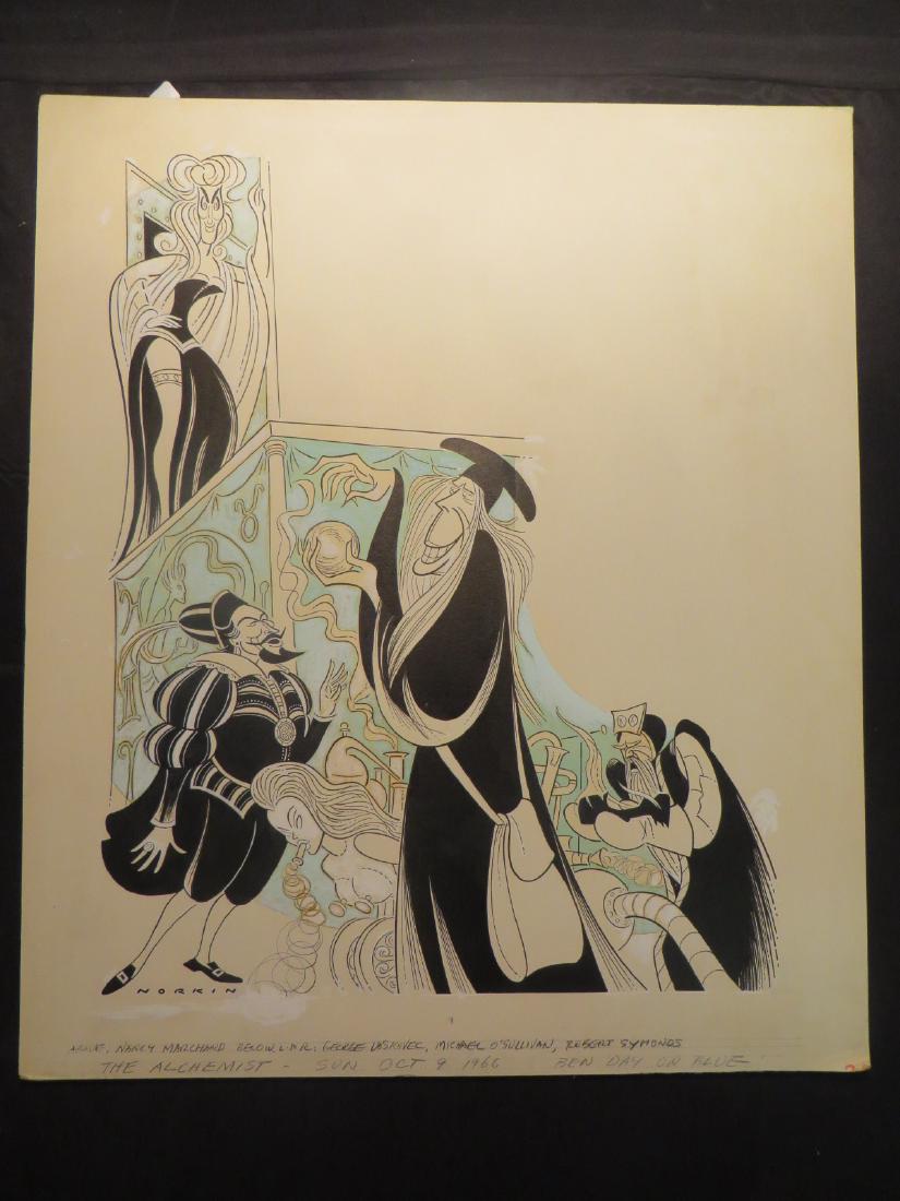 O'Sullivan, Michael. The Alchemist. 1966: Original pen and ink drawing by Sam Norkin. Signed Norkin and dated 10/09/66. 23" x 20"