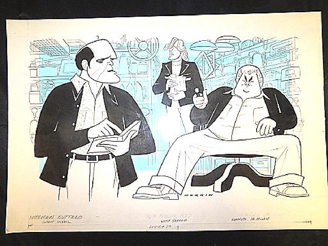 Duvall. American Buffalo. 1977: Original pen and ink drawing by Sam Norkin. Signed Norkin and dated 02/13/77. 17" x 24"