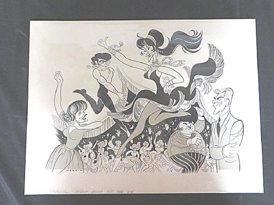 Dussault. Bajour. Tour. 1964: Original pen and ink drawing by Sam Norkin. Signed Norkin and dated 10/01/64. 18" x 26"