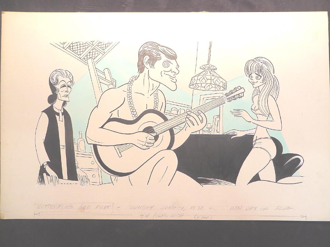 Heckart, Eileen. Butterflies are Free. 1970: Original pen and ink drawing by Sam Norkin. Signed Norkin.