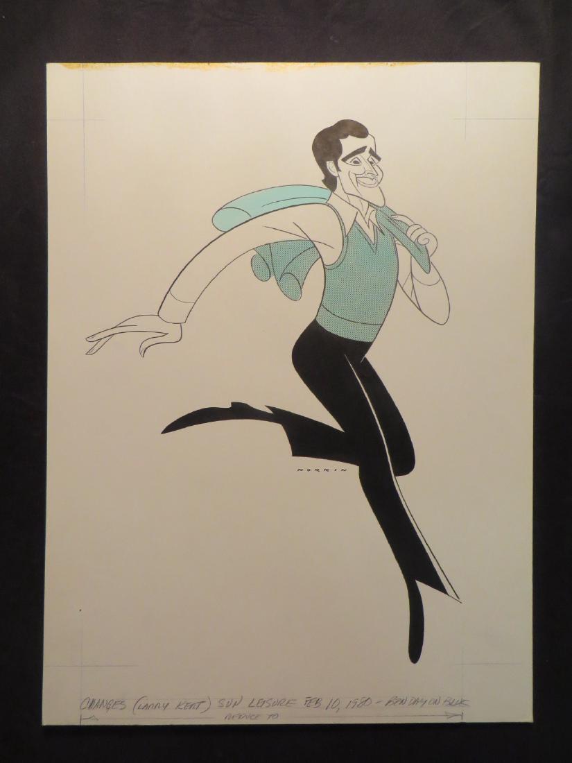 Kert, Larry. Changes. 1980 (2): Original pen and ink drawing by Sam Norkin. Signed Norkin and dated 02/10/80.Together with another Larry Kert pencil sketch of the same size. 20" x 15"