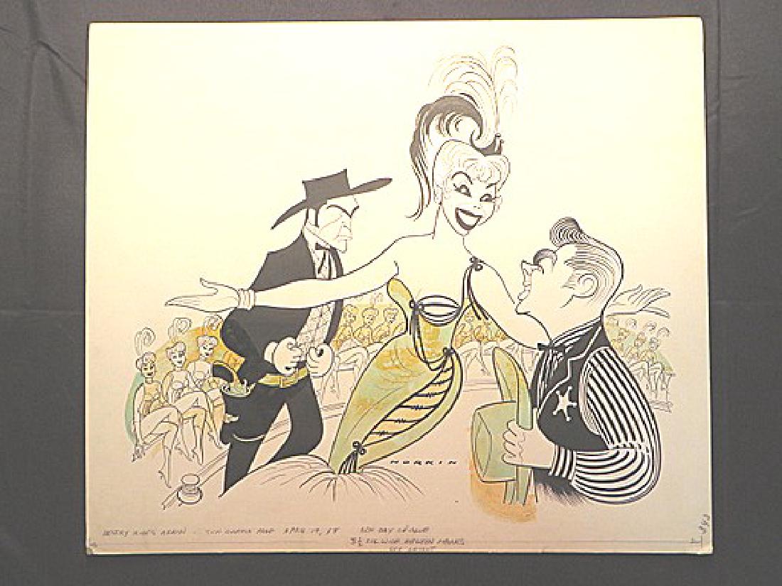 Gray, Dolores. Destry Rides Again. 1958: Original pen and ink drawing by Sam Norkin. Signed Norkin and dated.
