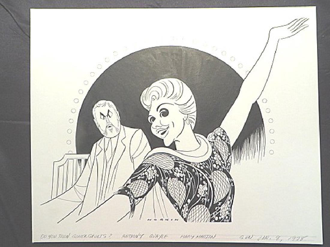 Martin, Mary. Do You Turn Somersaults? 1978: Original pen and ink drawing by Sam Norkin. Signed Norkin and dated Jan. 28, 1978.