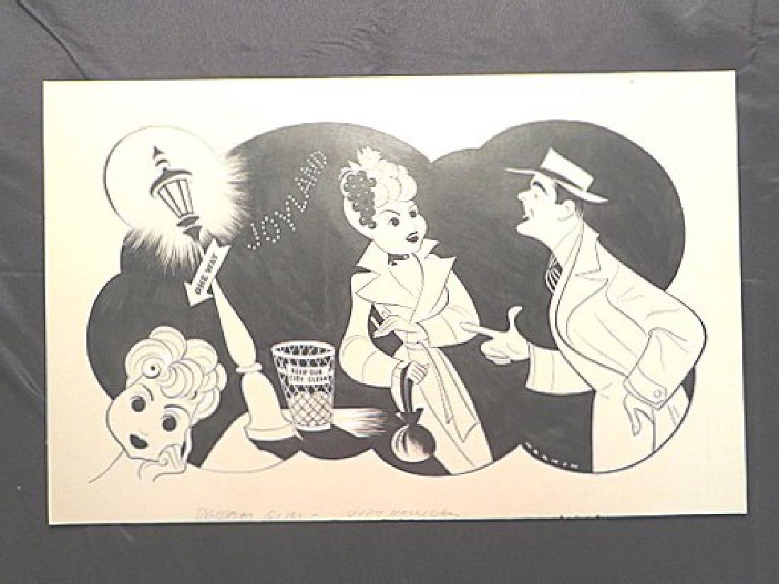 Holliday. Dream Girl. 1950: Original pen and ink drawing by Sam Norkin. Signed Norkin.