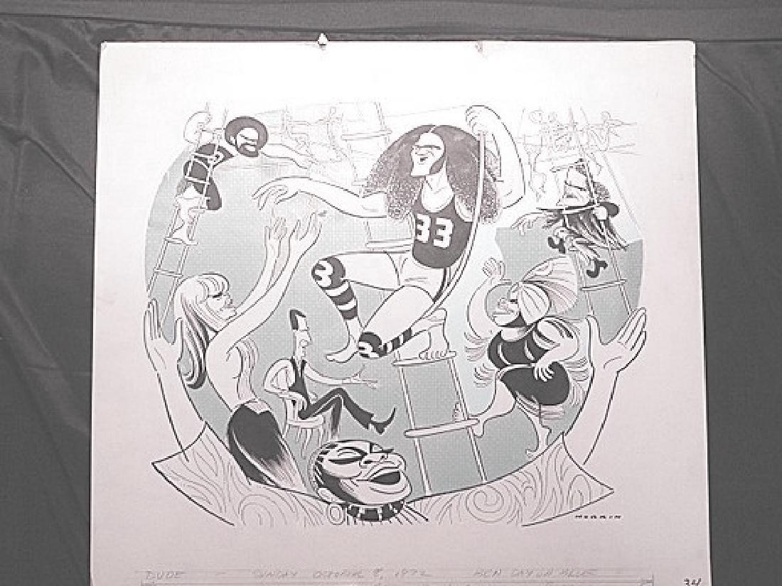 Dude. Original cast. 1972: Original pen and ink drawing by Sam Norkin. Signed Norkin and dated Oct. 8, 1972.