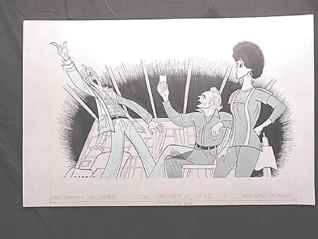 Lavin. The Enemy is Dead. 1973: Original pen and ink drawing by Sam Norkin. Signed Norkin and dated Sunday, Jan. 14, 1973.