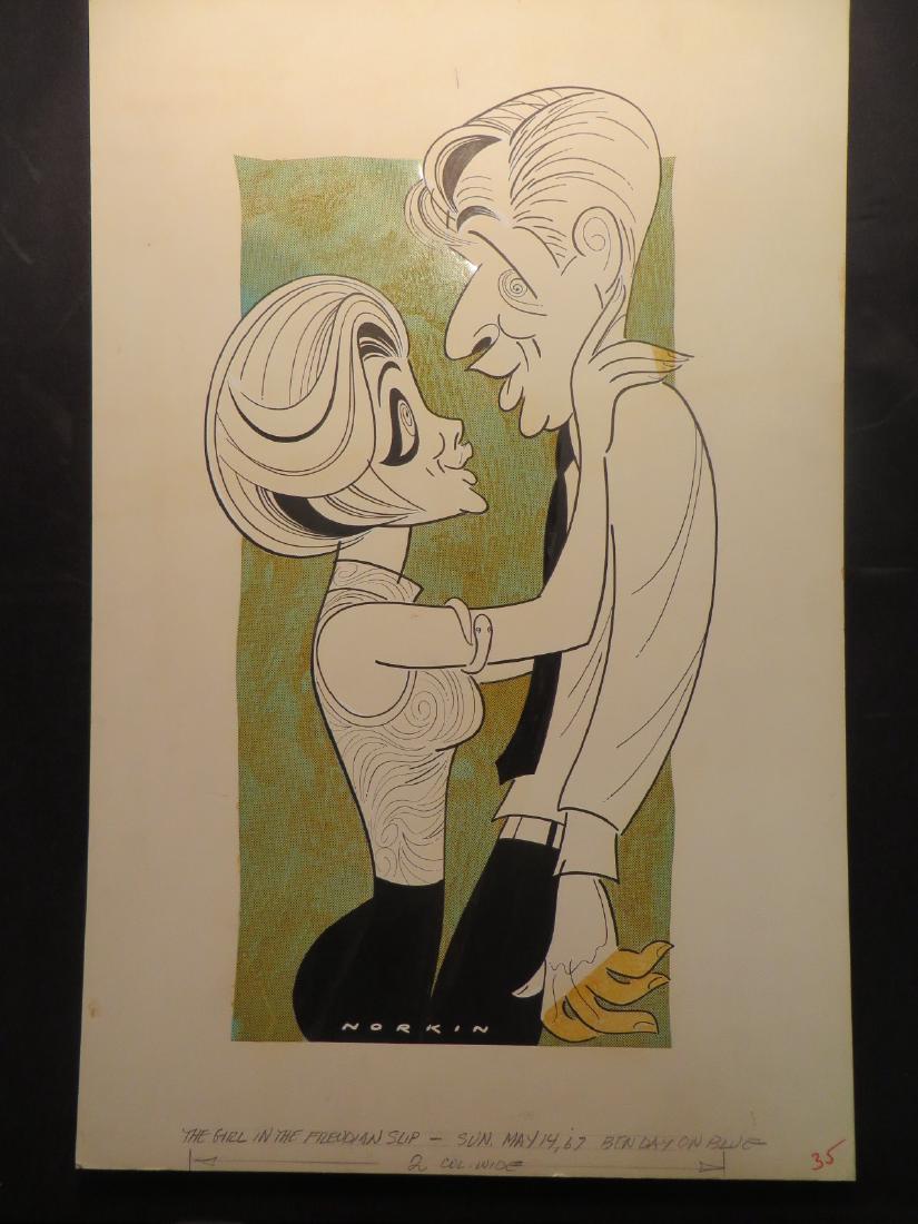 Girl in the Freudian Slip. Original cast. 1967: Original pen and ink drawing by Sam Norkin. Signed Norkin and dated May 14, 1967. 25" x 16"