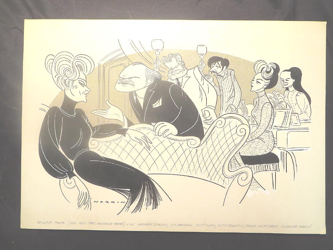 Leighton, Margaret, The Little Foxes. 1967: Original pen and ink drawing by Sam Norkin. Signed Norkin. 18" x 26"
