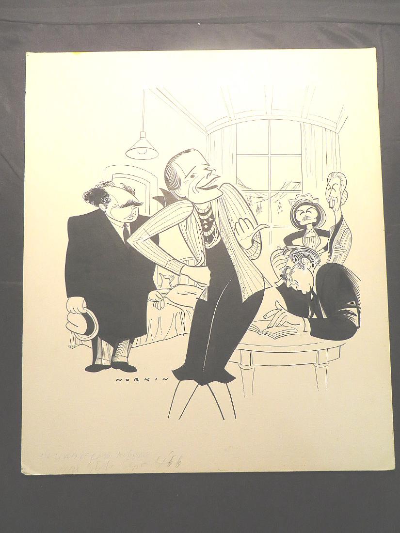 Gordon, Ruth. Loves of Cass McGuire. 1966: Original pen and ink drawing by Sam Norkin. Signed Norkin. 22" x 19"