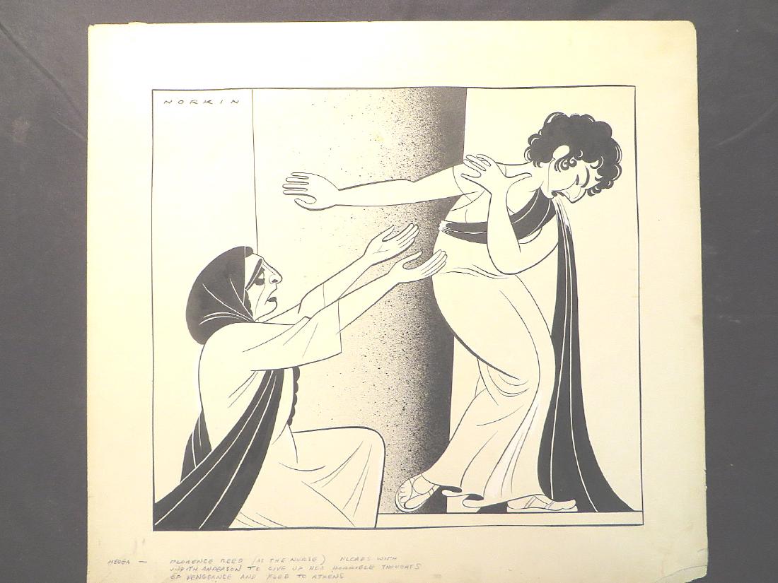 Anderson, Judith. Medea. 1946: Original pen and ink drawing by Sam Norkin. Signed Norkin.
