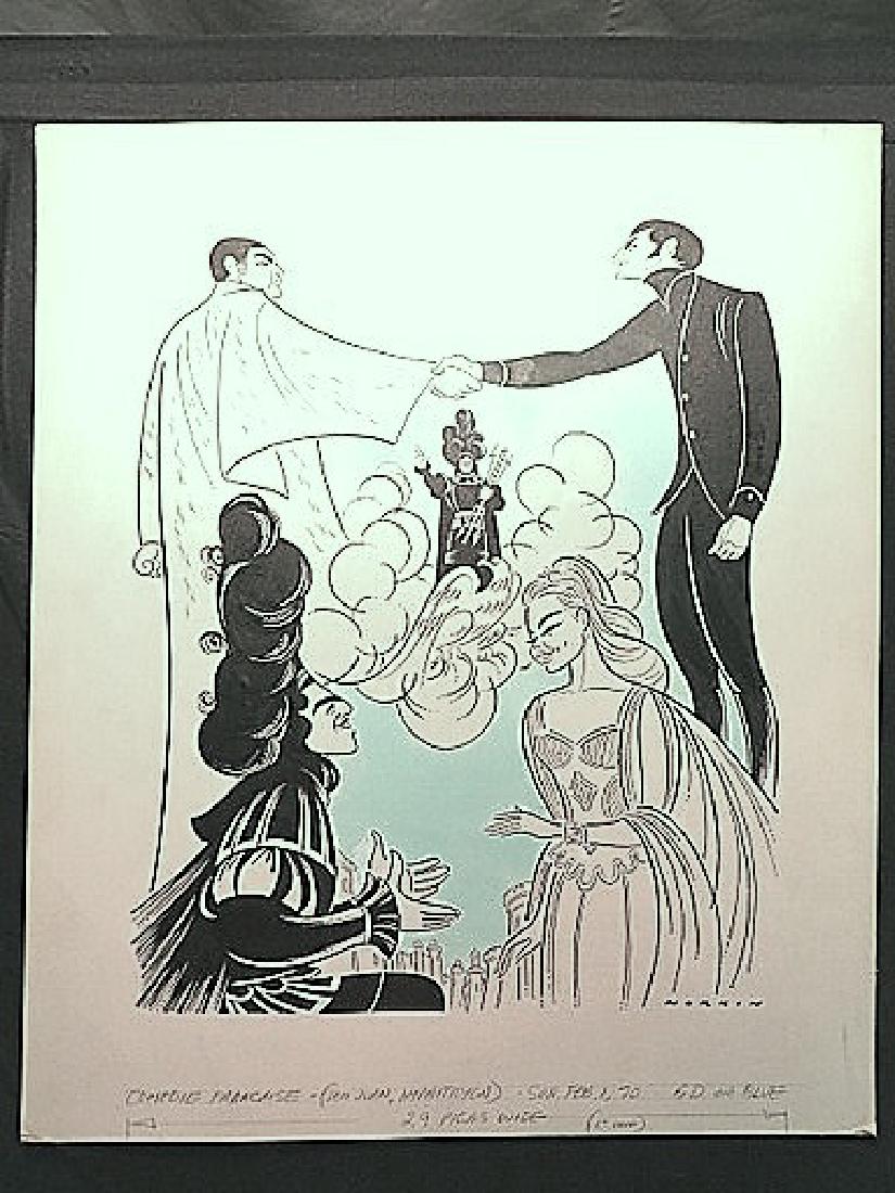 Comedie Francaise. The Miser. 1960: Original pen and ink drawing by Sam Norkin. Signed Norkin and dated.