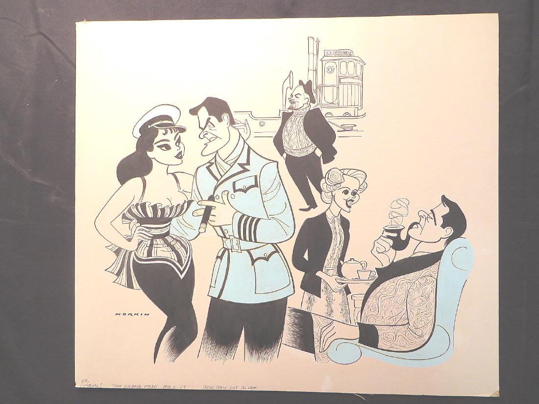 Randall, Tony. Oh, Captain. 1958: Original pen and ink drawing by Sam Norkin. Signed Norkin and dated 02/02/58. 17" x 21"