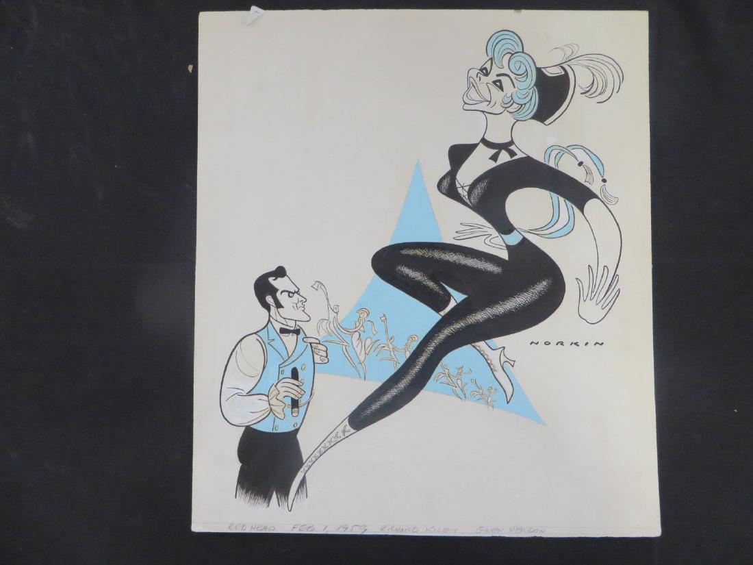 Verdon, Gwen. Redhead. 1959: Original pen and ink drawing by Sam Norkin. Signed Norkin and dated 02/01/59. 18" x 16"