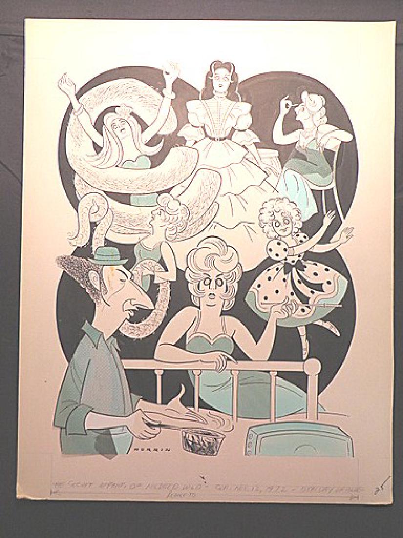 Stapleton, Maureen. Secret Affairs of Mildred Wild.: Original pen and ink drawing by Sam Norkin. Signed Norkin and dated 11/12/72. 22" x 19"
