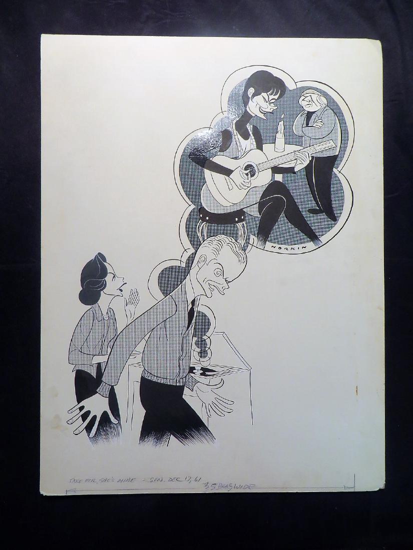 Carney, Art. Take Her, She's Mine. 1961: Original pen and ink drawing by Sam Norkin. Signed Norkin and dated 12/17/61. 21 1/2" x 16 1/2"